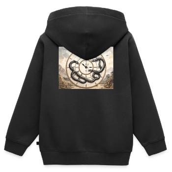 Uhrenschlange: Mythos und Zeit - Kinder Premium Organic Zip Hoodie - Schwarz - Hinten - AI Model Kid Male (0cm)