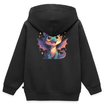 Drachen Drache - Kinder Premium Organic Zip Hoodie - Schwarz - Hinten - AI Model Kid Male (0cm)