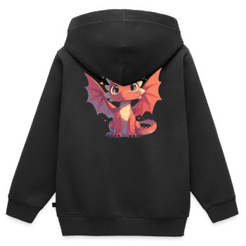 Drachen Drache - Kinder Premium Organic Zip Hoodie - Schwarz - Hinten - AI Model Kid Male (0cm)