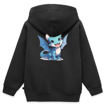 Dragon Dragon - Sweat Premium à capuche zippé enfant bio - noir - Dos - AI Model Kid Male (0cm)
