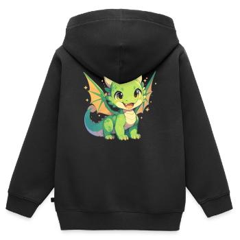 Dragon Dragon - Sweat Premium à capuche zippé enfant bio - noir - Dos - AI Model Kid Male (0cm)