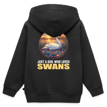 Schwäne Schwan - Kinder Premium Organic Zip Hoodie - Schwarz - Hinten - AI Model Kid Male (0cm)