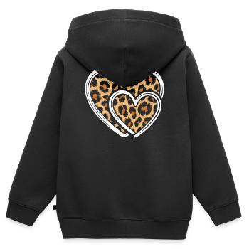 Coeur avec imprimé léopard - Sweat Premium à capuche zippé enfant bio - noir - Dos - AI Model Kid Male (0cm)