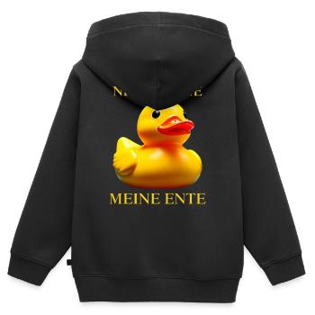 Badeente NICHT OHNE MEINE ENTE - Kinder Premium Organic Zip Hoodie - Schwarz - Hinten - AI Model Kid Male (0cm)