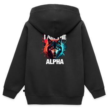 Je suis le loup alpha - Sweat Premium à capuche zippé enfant bio - noir - Dos - AI Model Kid Male (0cm)