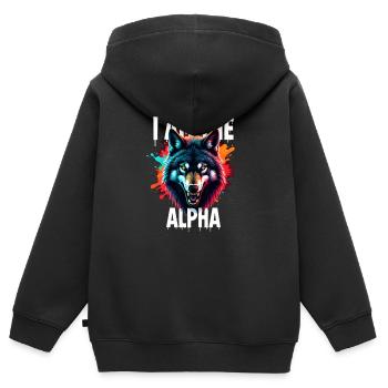 Je suis le loup alpha - Sweat Premium à capuche zippé enfant bio - noir - Dos - AI Model Kid Male (0cm)