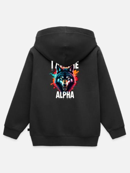 I am the Alpha Wolf - Kinder Premium Organic Zip Hoodie - Schwarz