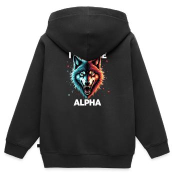 Je suis le loup alpha - Sweat Premium à capuche zippé enfant bio - noir - Dos - AI Model Kid Male (0cm)