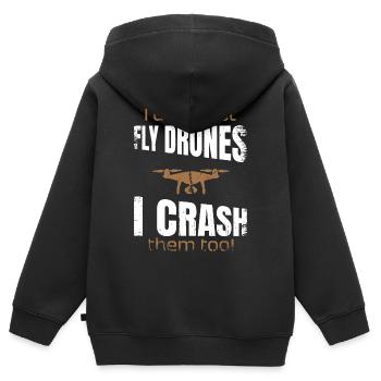 I dont just fly drones I crash them too - Kinder Premium Organic Zip Hoodie - Schwarz - Hinten - AI Model Kid Male (0cm)