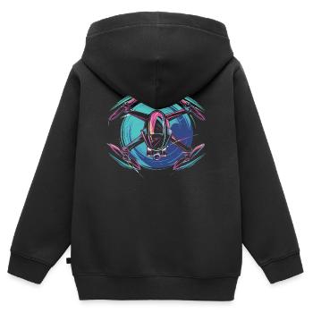 Drone dynamique - Sweat Premium à capuche zippé enfant bio - noir - Dos - AI Model Kid Male (0cm)