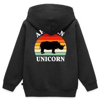 Nashorn Afrika Dickhäuter Afrikanisches Einhorn - Kinder Premium Organic Zip Hoodie - Schwarz - Hinten - AI Model Kid Male (0cm)