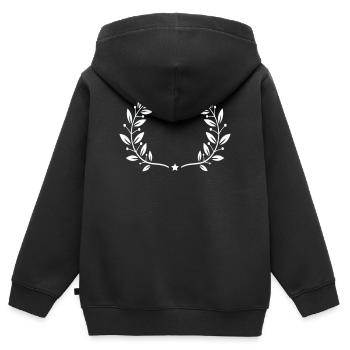 Couronne de laurier - Sweat Premium à capuche zippé enfant bio - noir - Dos - AI Model Kid Male (0cm)