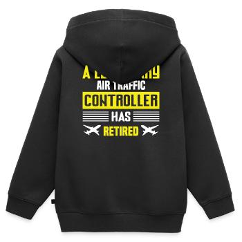 Luftverkehrs-Controller Ruhestand Humor - Kinder Premium Organic Zip Hoodie - Schwarz - Hinten - AI Model Kid Male (0cm)