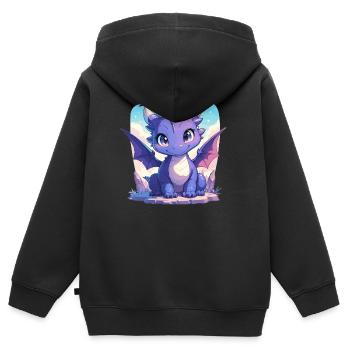 Dragon Dragon - Sweat Premium à capuche zippé enfant bio - noir - Dos - AI Model Kid Male (0cm)