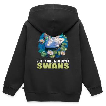 Schwäne Schwan - Kinder Premium Organic Zip Hoodie - Schwarz - Hinten - AI Model Kid Male (0cm)