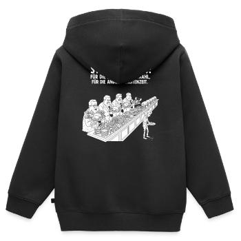 Steuer-Buffet - Kinder Premium Organic Zip Hoodie - Schwarz - Hinten - AI Model Kid Male (0cm)