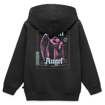 Illustration d'ange céleste - Sweat Premium à capuche zippé enfant bio - noir - Dos - AI Model Kid Male (0cm)
