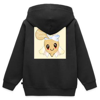 Future Mariée Pois Chiches - Sweat Premium à capuche zippé enfant bio - noir - Dos - AI Model Kid Male (0cm)