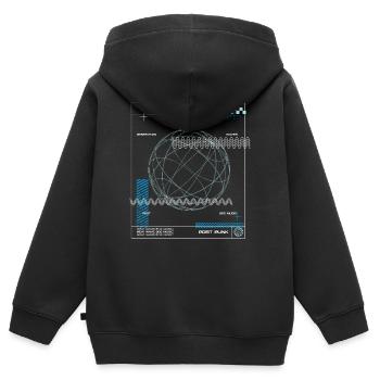 New Wave Music - Futuristische Globus-Digitalkunst - Kinder Premium Organic Zip Hoodie - Schwarz - Hinten - AI Model Kid Male (0cm)