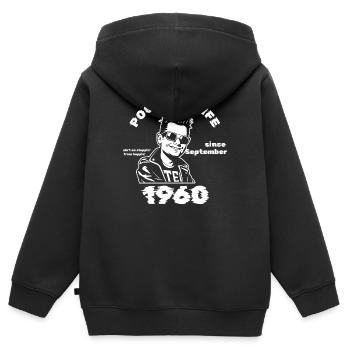 65. Geburtstag Pogo for life since 09/1960 - Kinder Premium Organic Zip Hoodie - Schwarz - Hinten - AI Model Kid Male (0cm)