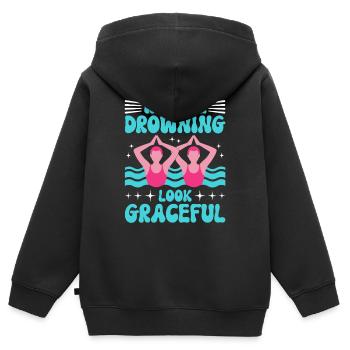 Synchronschwimmen Kunstschwimmen Wassersport - Kinder Premium Organic Zip Hoodie - Schwarz - Hinten - AI Model Kid Male (0cm)