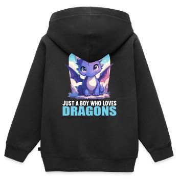 Dragon Dragon - Sweat Premium à capuche zippé enfant bio - noir - Dos - AI Model Kid Male (0cm)