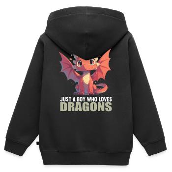 Drachen Drache - Kinder Premium Organic Zip Hoodie - Schwarz - Hinten - AI Model Kid Male (0cm)