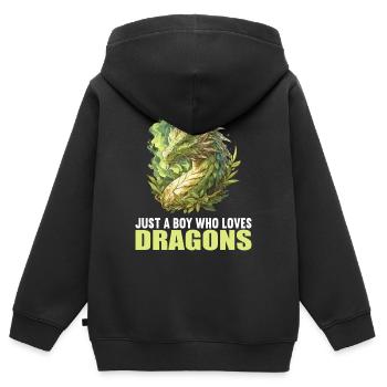 Dragon Dragon - Sweat Premium à capuche zippé enfant bio - noir - Dos - AI Model Kid Male (0cm)