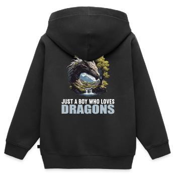 Dragon Dragon - Sweat Premium à capuche zippé enfant bio - noir - Dos - AI Model Kid Male (0cm)