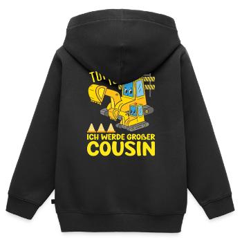 Ich Werde Großer Cousin 2026 Bagger bald Großer - Kinder Premium Organic Zip Hoodie - Schwarz - Hinten - AI Model Kid Male (0cm)