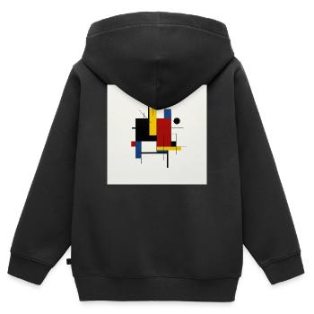 Farbenfrohe geometrische abstrakte Komposition - Kinder Premium Organic Zip Hoodie - Schwarz - Hinten - AI Model Kid Male (0cm)