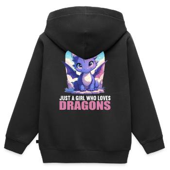 Drachen Drache - Kinder Premium Organic Zip Hoodie - Schwarz - Hinten - AI Model Kid Male (0cm)
