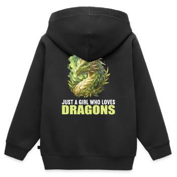 Dragon Dragon - Sweat Premium à capuche zippé enfant bio - noir - Dos - AI Model Kid Male (0cm)