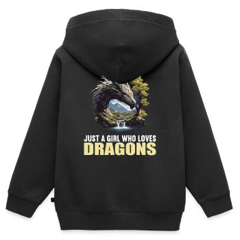 Dragon Dragon - Sweat Premium à capuche zippé enfant bio - noir - Dos - AI Model Kid Male (0cm)