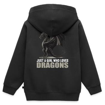 Dragon Dragon - Sweat Premium à capuche zippé enfant bio - noir - Dos - AI Model Kid Male (0cm)