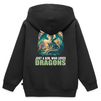 Dragon Dragon - Sweat Premium à capuche zippé enfant bio - noir - Dos - AI Model Kid Male (0cm)