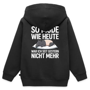 So müde wie heute Tapir Schlafshirt Geschenk - Kinder Premium Organic Zip Hoodie - Schwarz - Hinten - AI Model Kid Male (0cm)