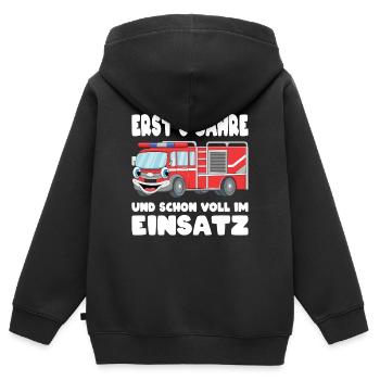 Cadeau 3ème anniversaire 3 ans Anniversaire des enfants - Sweat Premium à capuche zippé enfant bio - noir - Dos - AI Model Kid Male (0cm)