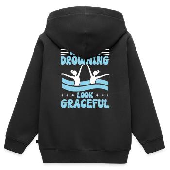 Synchronschwimmen Kunstschwimmen Wassersport - Kinder Premium Organic Zip Hoodie - Schwarz - Hinten - AI Model Kid Male (0cm)
