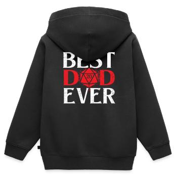 Best Dad Ever D20 Tabletop-RPG-Geschenk für Gamer-Väter - Kinder Premium Organic Zip Hoodie - Schwarz - Hinten - AI Model Kid Male (0cm)