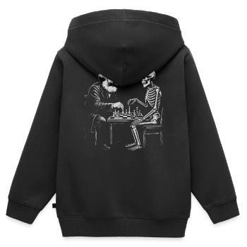 Karl Marx plays chess with skeleton - Kids Premium Organic Zip-up Hoodie - black - Back - AI Model Kid Male (0cm)