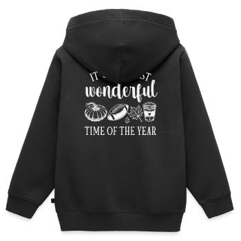 Autumn coziness with Pumpkin and Coffee - Kids Premium Organic Zip-up Hoodie - black - Back - AI Model Kid Male (0cm)