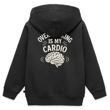 Überdenken ist mein Cardio-lustiger Spruch - Kinder Premium Organic Zip Hoodie - Schwarz - Hinten - AI Model Kid Male (0cm)