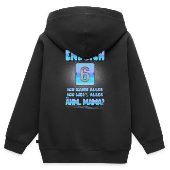 Cadeau d'anniversaire pour les 6 ans d'un enfant - Sweat Premium à capuche zippé enfant bio - noir - Dos - AI Model Kid Male (0cm)