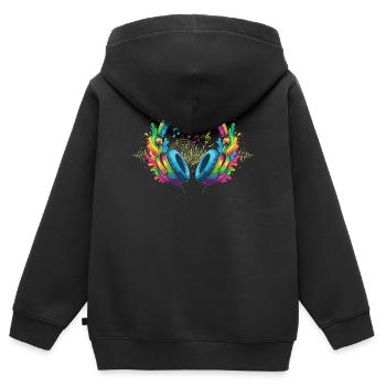 Lebendige Musik Kopfhörer Kunst - Kinder Premium Organic Zip Hoodie - Schwarz - Hinten - AI Model Kid Male (0cm)