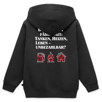 Die Angst fährt mit - Kinder Premium Organic Zip Hoodie - Schwarz - Hinten - AI Model Kid Male (0cm)