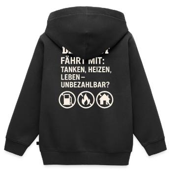 Die Angst fährt mit - Kinder Premium Organic Zip Hoodie - Schwarz - Hinten - AI Model Kid Male (0cm)