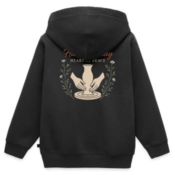 Töpferscheiben-süchtiger Tonkünstler Keramiken - Sweat Premium à capuche zippé enfant bio - noir - Dos - AI Model Kid Male (0cm)