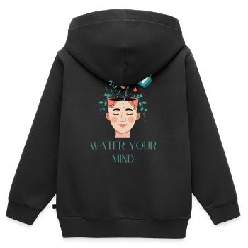 Kreatives Mentale Wasserpflege Design - Kinder Premium Organic Zip Hoodie - Schwarz - Hinten - AI Model Kid Male (0cm)