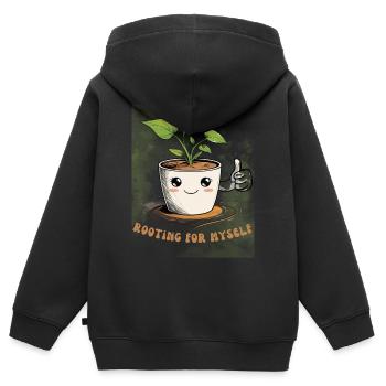 Mignon pot de fleurs avec breloque - Sweat Premium à capuche zippé enfant bio - noir - Dos - AI Model Kid Male (0cm)